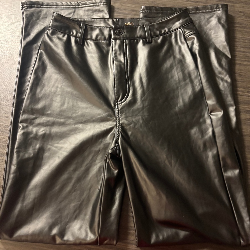 AMMO faux leather straight leg pants size 7